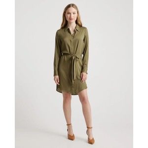 Quince Washable Stretch Silk Shirt Dress